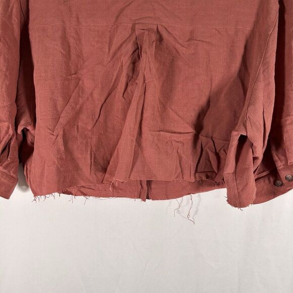 New Gentle Fawn Cole Blouse Women's Medium Red Cropped Short Sleeve Button Up - Picture 11 of 11